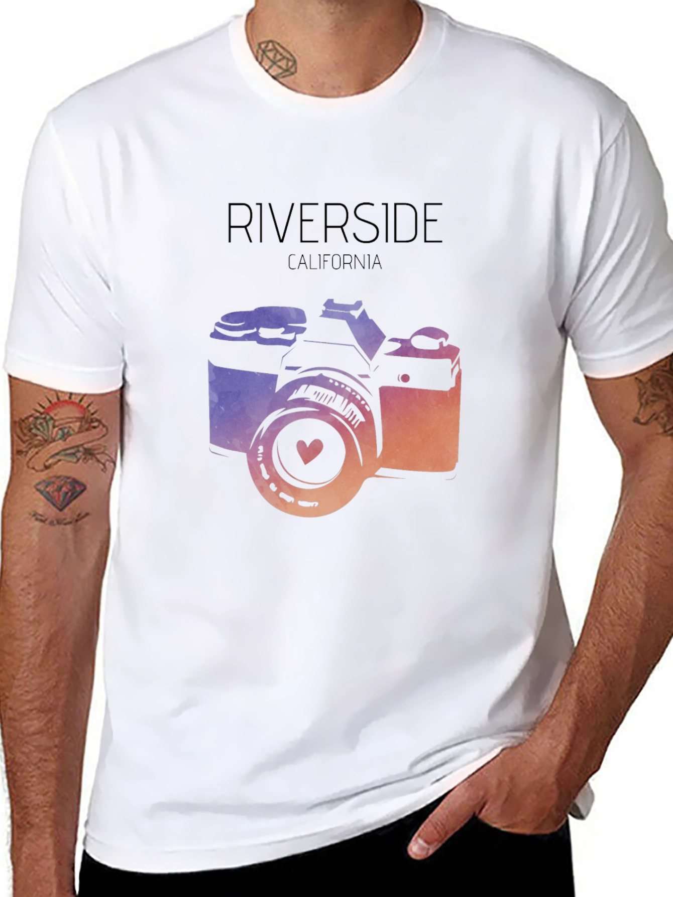 Riverside California Camera T-Shirt - Black