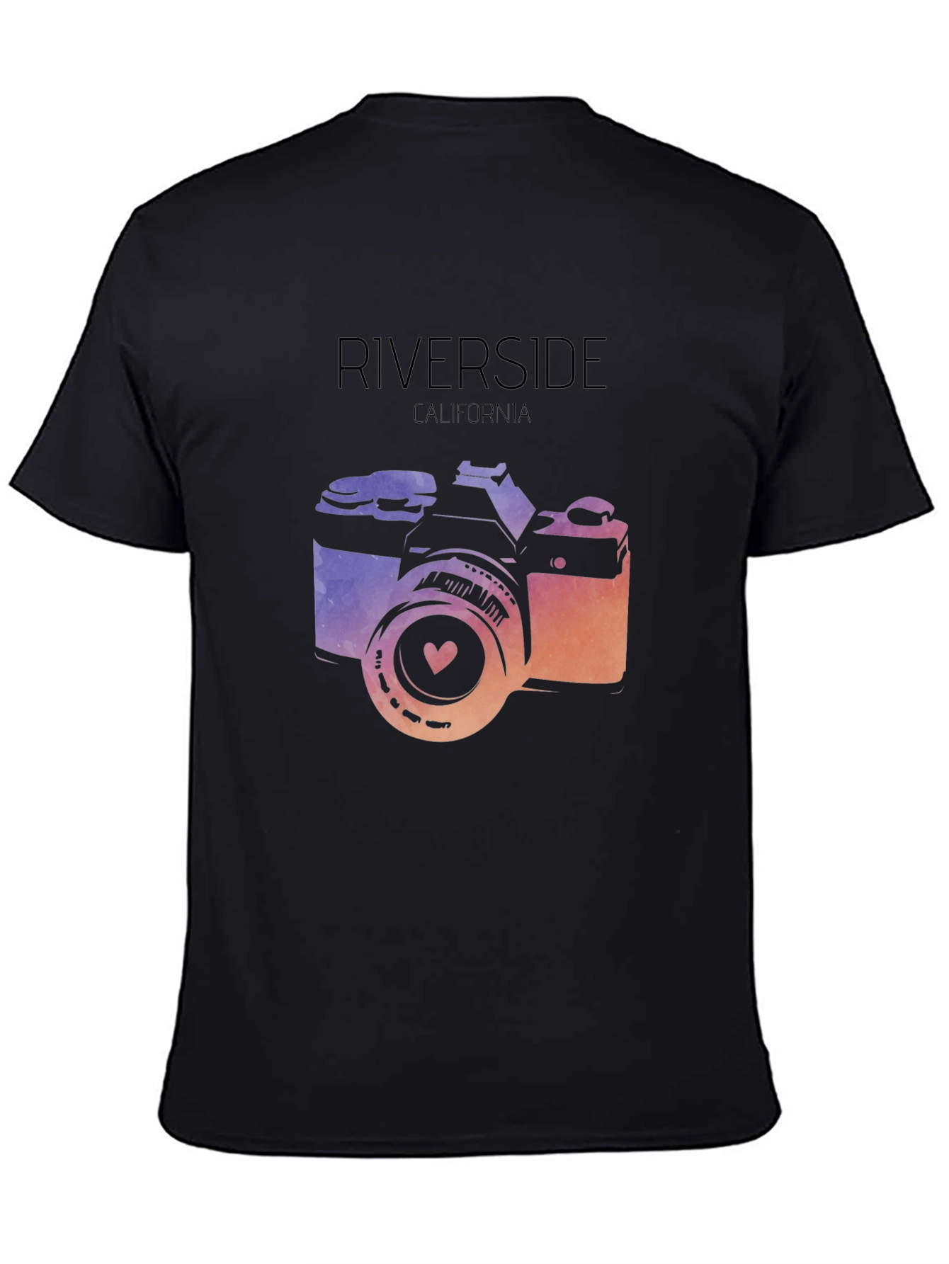 Riverside California Camera T-Shirt - Black