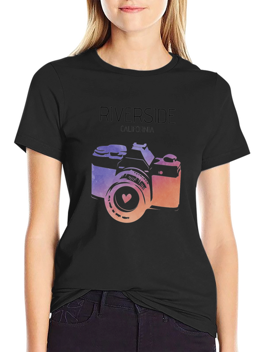Riverside California Camera T-Shirt - Black