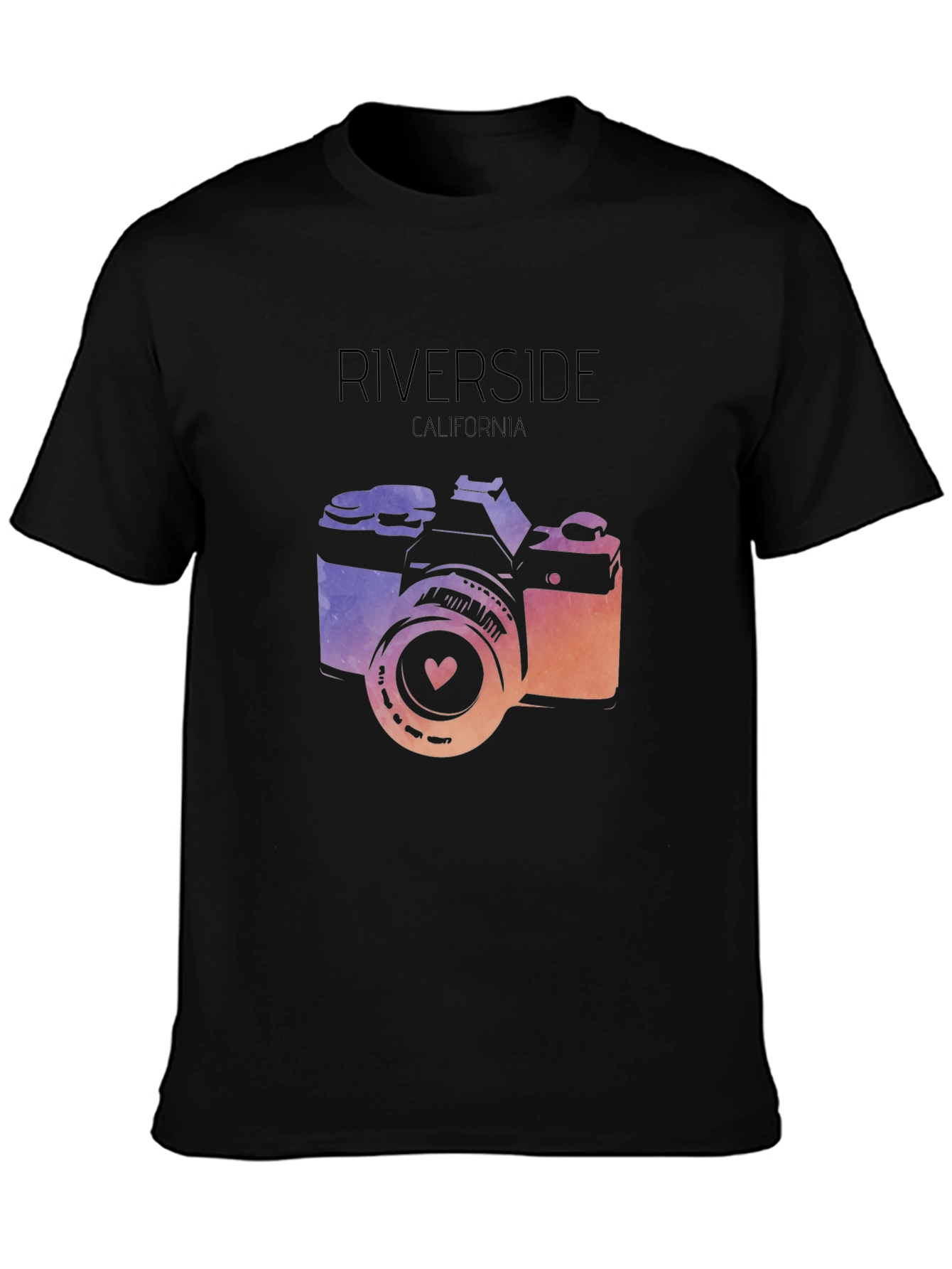 Riverside California Camera T-Shirt - Black