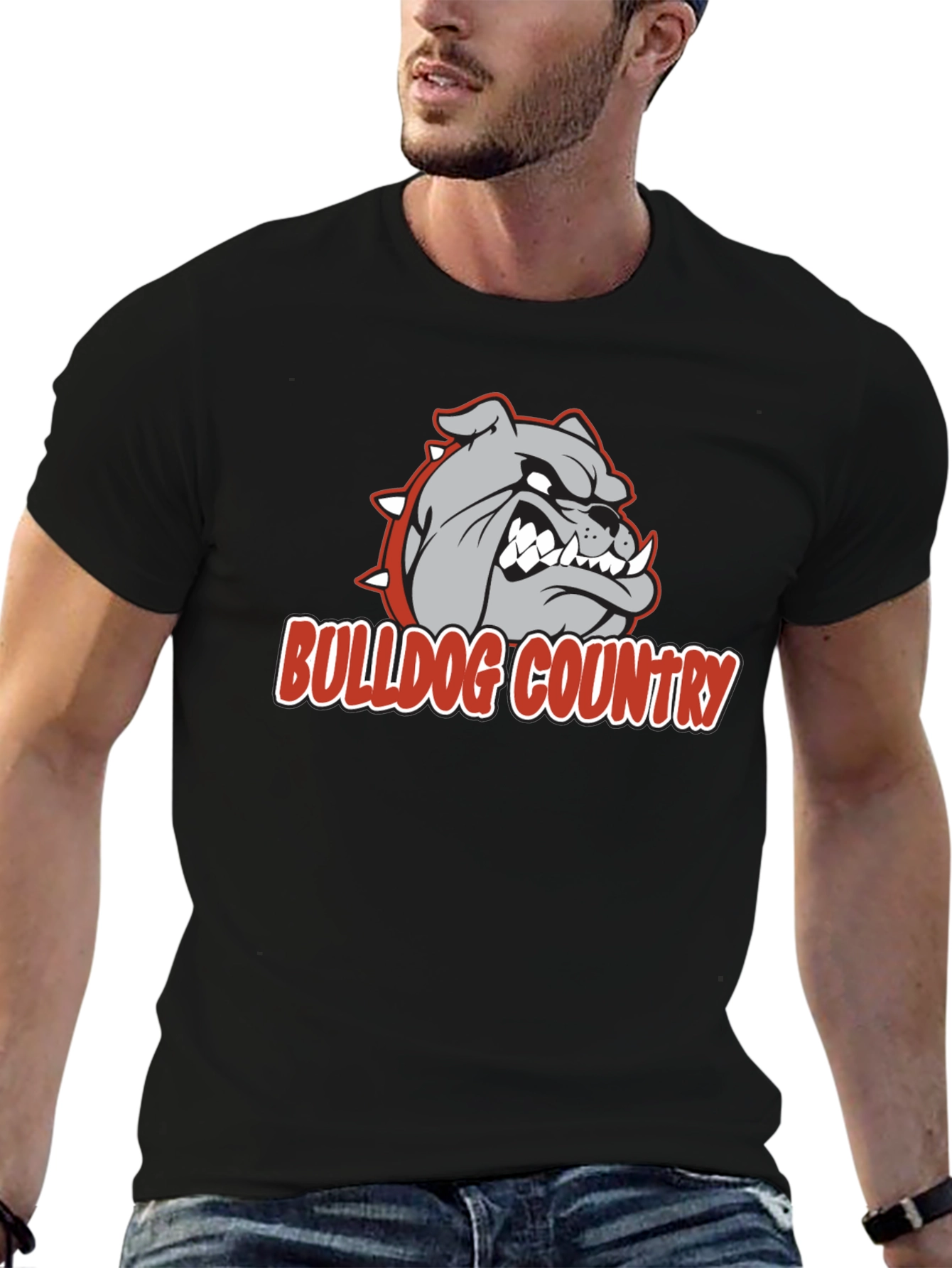 Bulldog Country Graphic T-Shirt - Black Cotton Tee