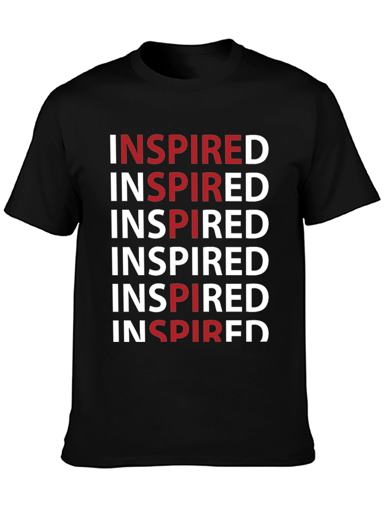 Inspired Graphic Print Crew Neck Tee - Black