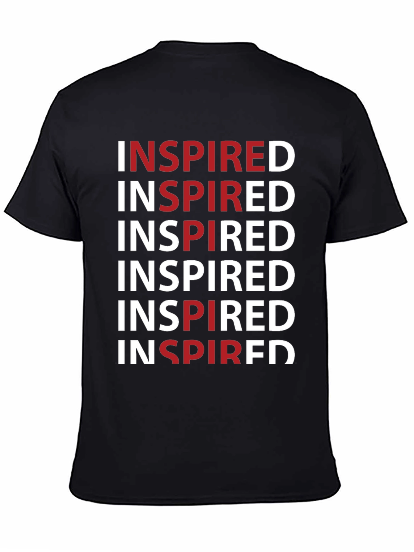 Inspired Graphic Print Crew Neck Tee - Black