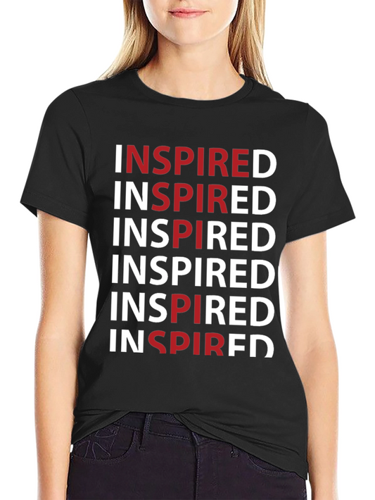 Inspired Graphic Print Crew Neck Tee - Black