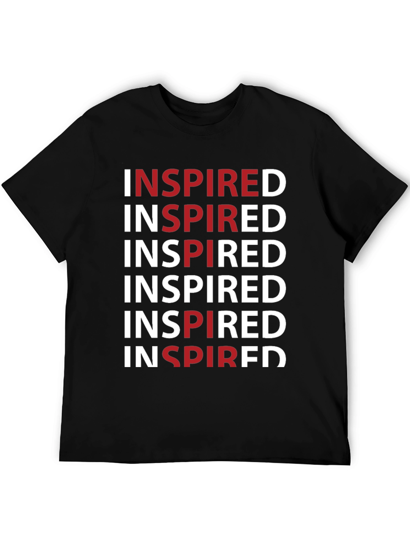 Inspired Graphic Print Crew Neck Tee - Black