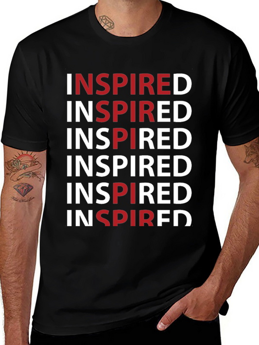 Inspired Graphic Print Crew Neck Tee - Black