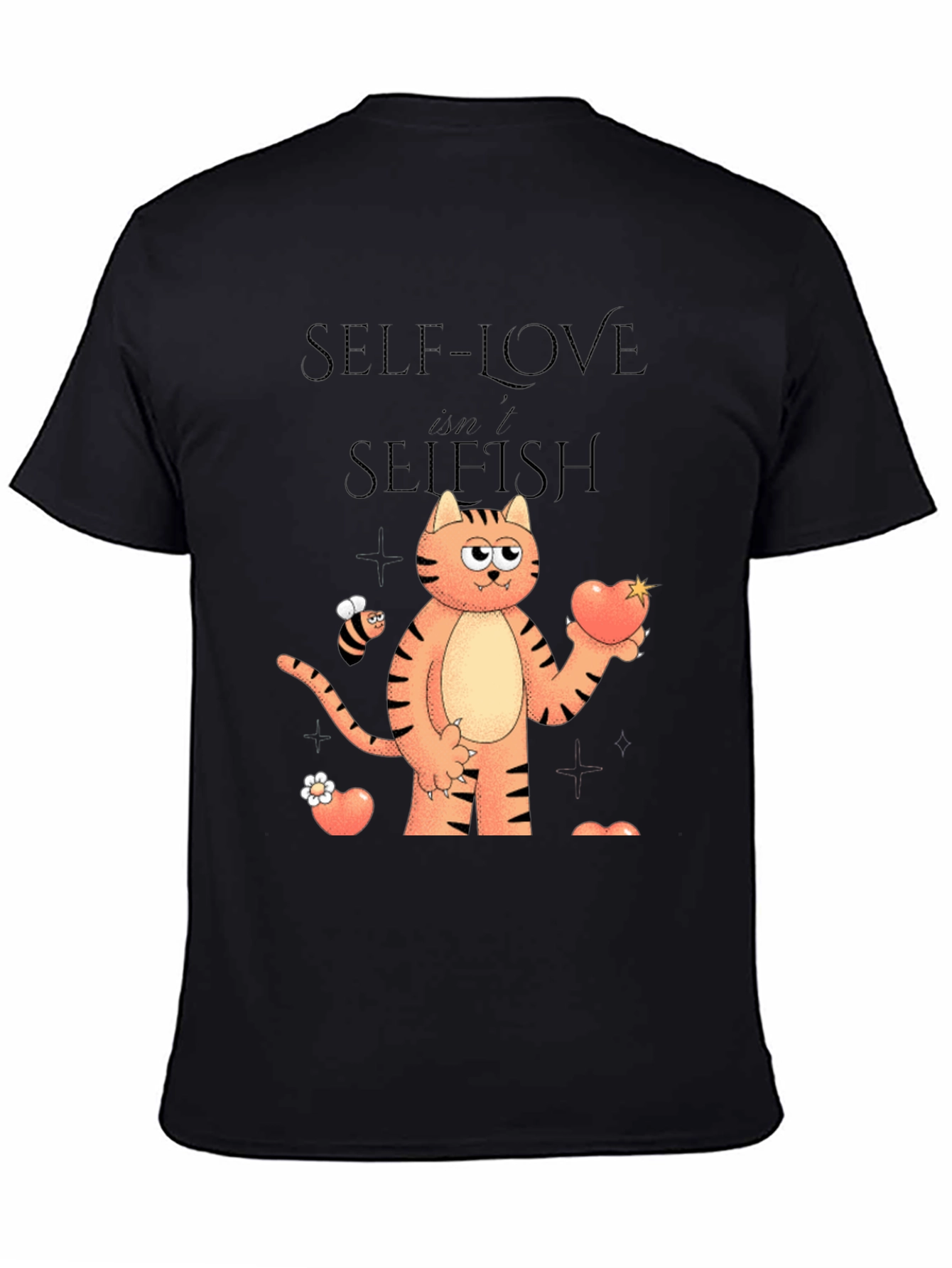 Self-Love Isnt Selfish Cartoon Cat Graphic T-Shirt
