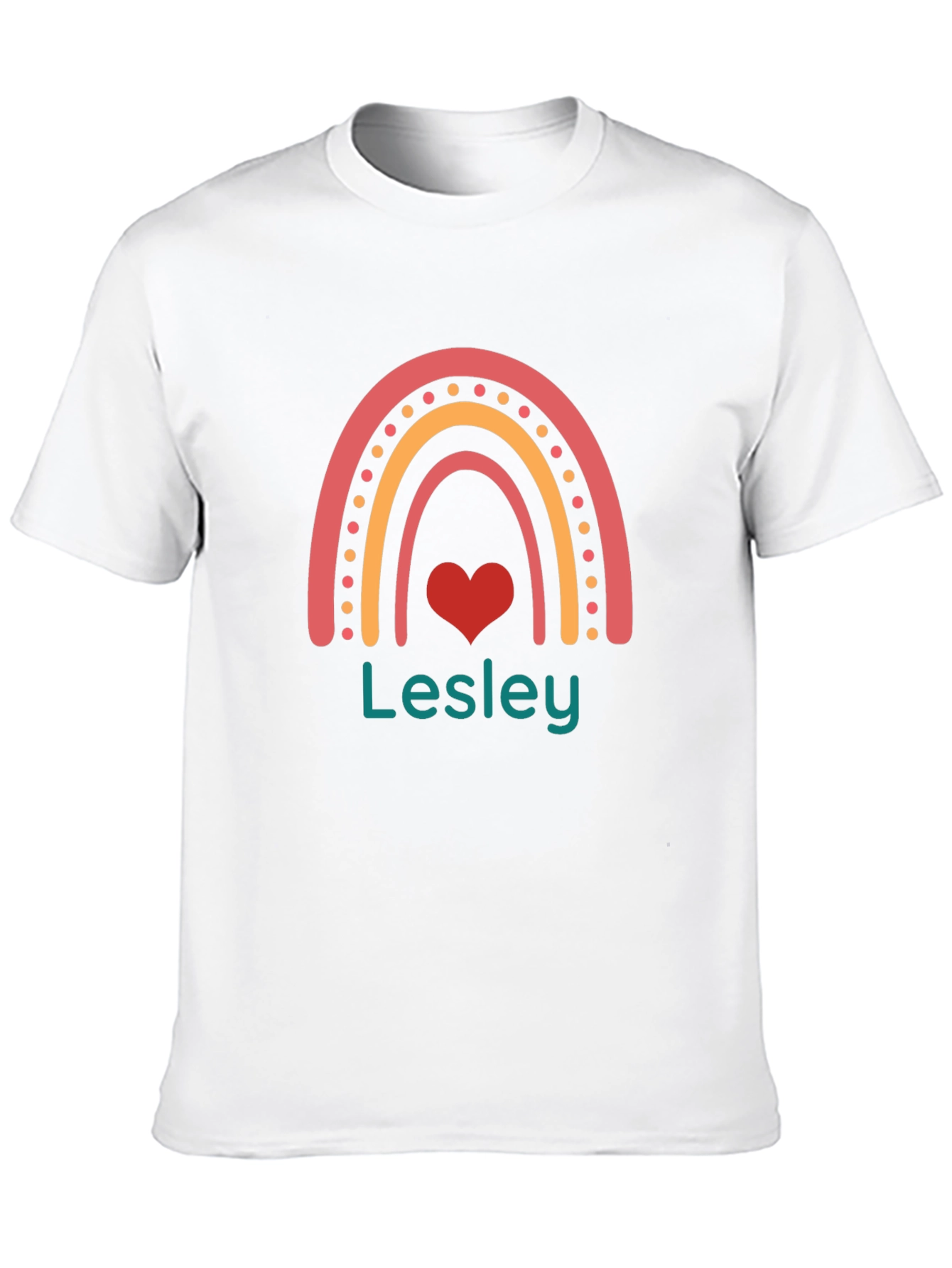 Lesley Rainbow Heart Personalized T-Shirt