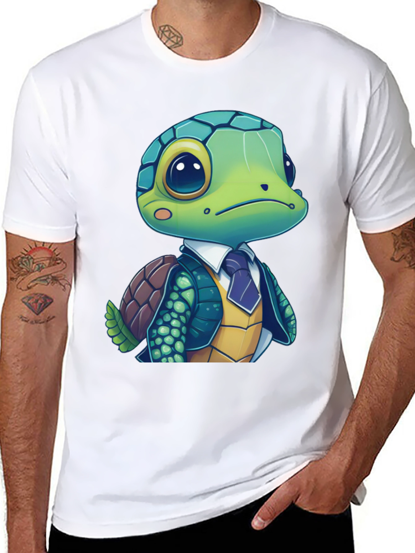 Turtle in Suit Graphic Tee - Premium Cotton Blend