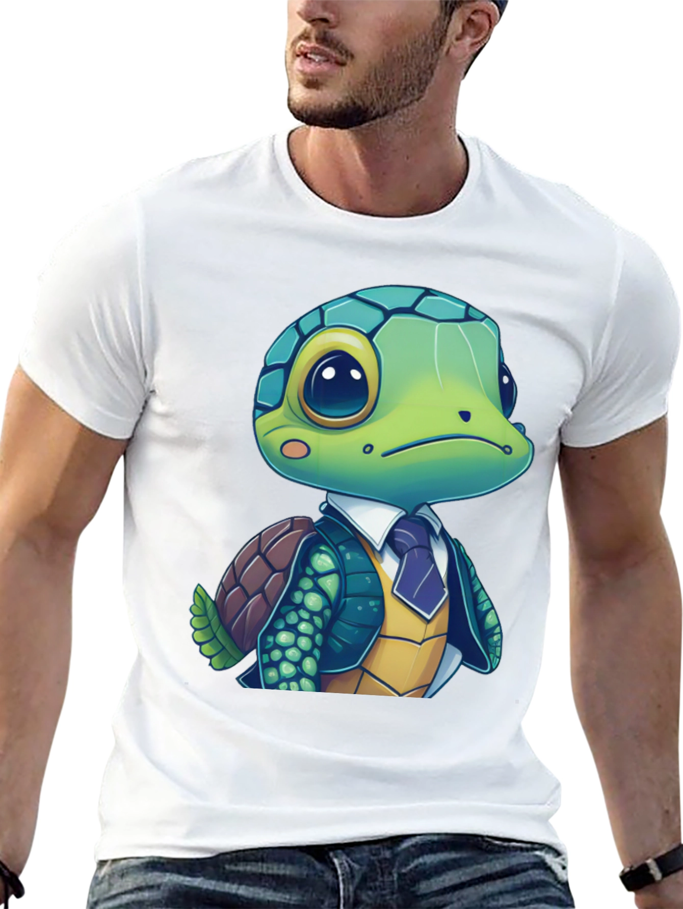Turtle in Suit Graphic Tee - Premium Cotton Blend