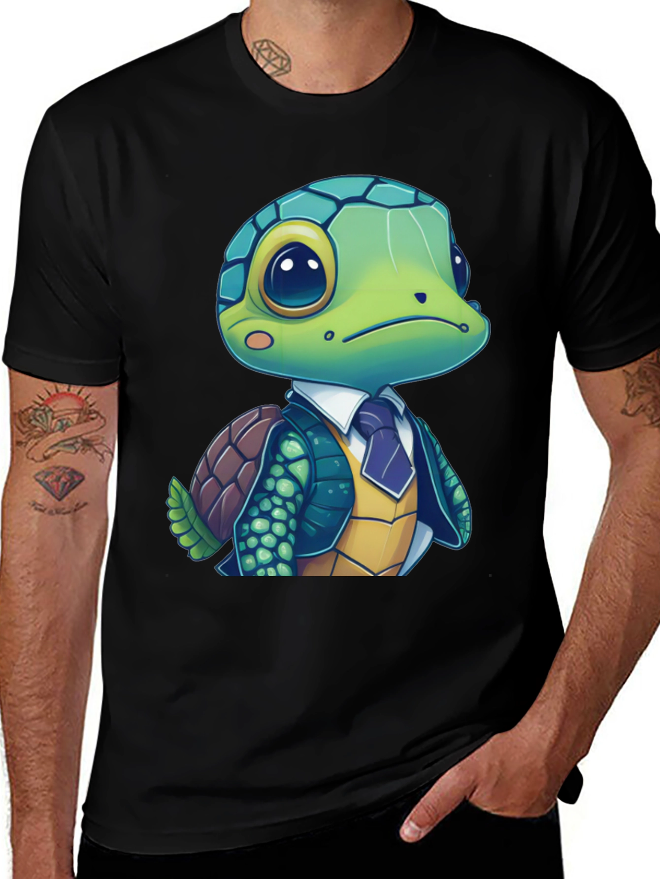 Turtle in Suit Graphic Tee - Premium Cotton Blend