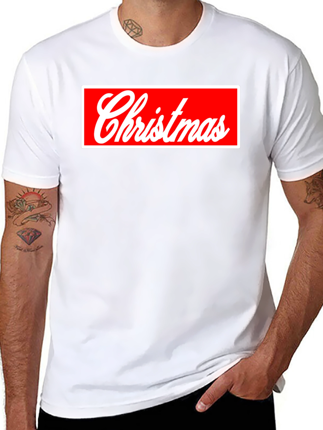 Christmas Red Box Logo Black Tee