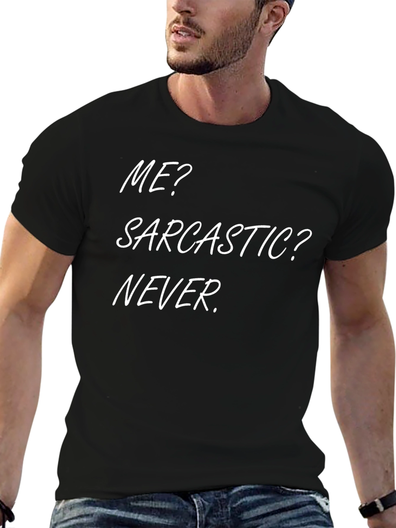 Sarcastic Never Mens Black T-Shirt
