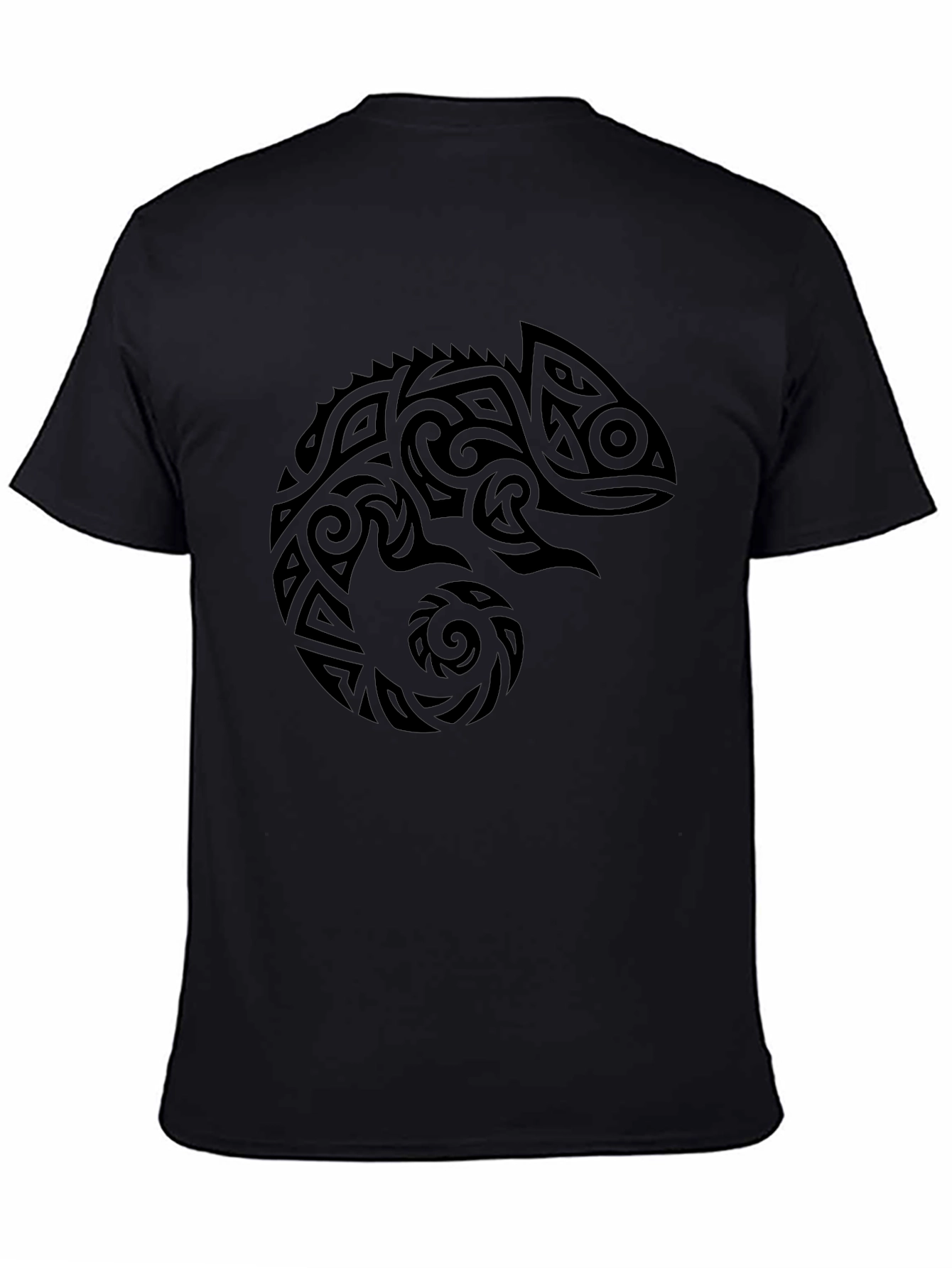 Tribal Chameleon Graphic Tee - Black