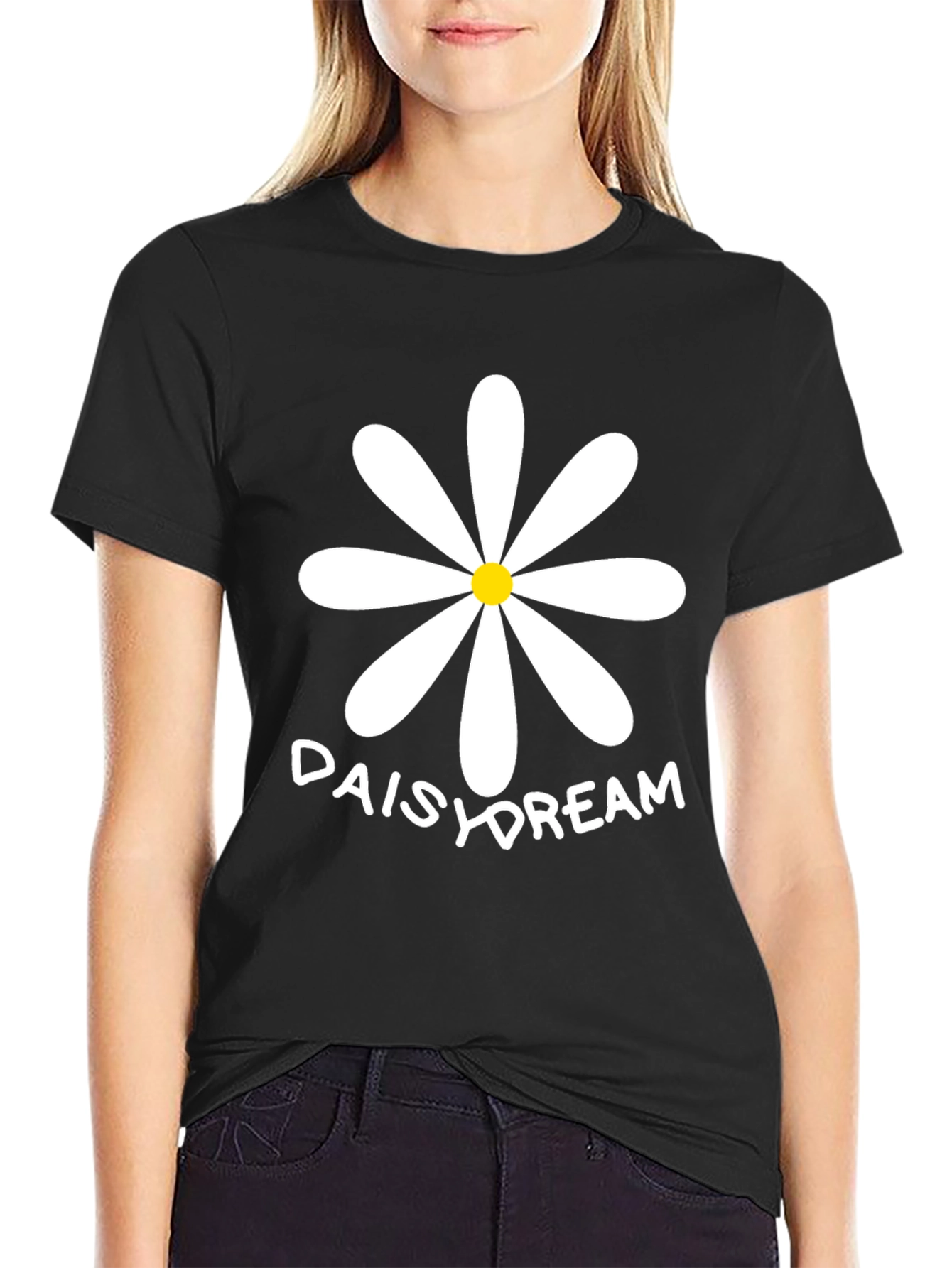 Daisy Dream T-Shirt - Black Cotton Tee