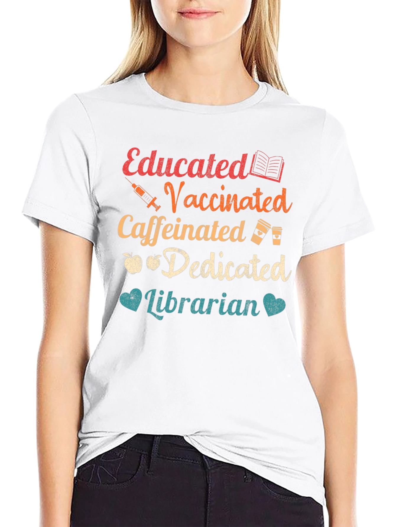 Educated Vaccinated Caffeinated Librarian T-Shirt