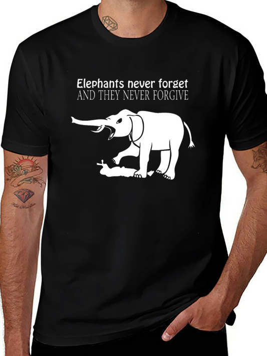 Elephant Never Forgets Black Graphic Tee