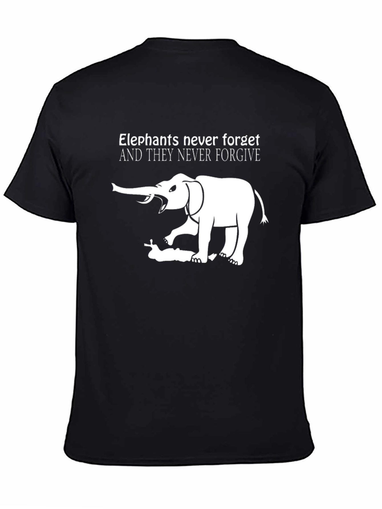 Elephant Never Forgets Black Graphic Tee
