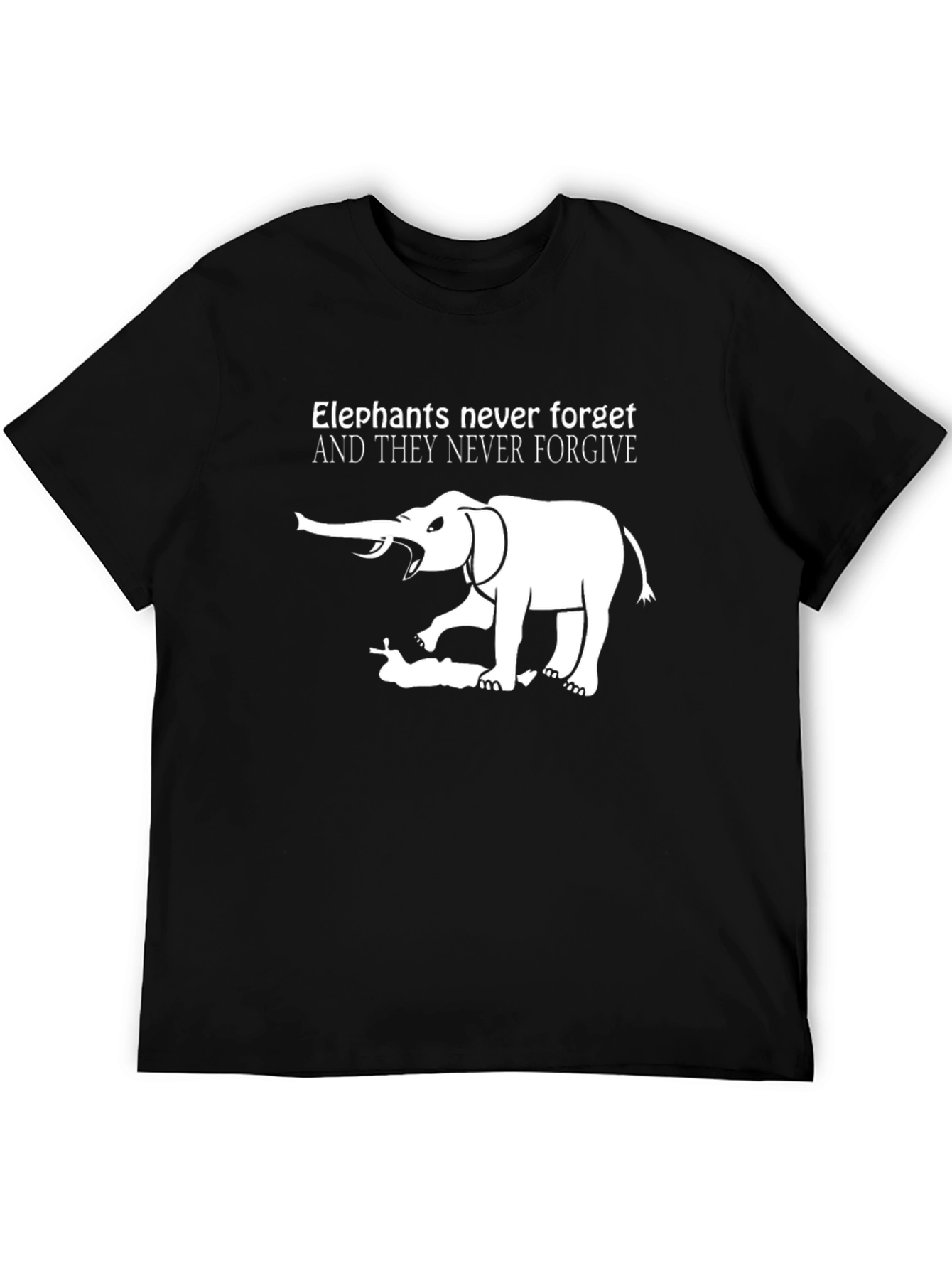 Elephant Never Forgets Black Graphic Tee