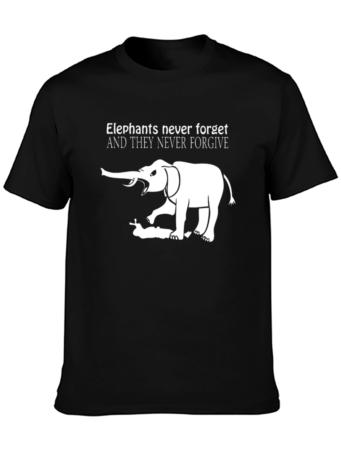 Elephant Never Forgets Black Graphic Tee