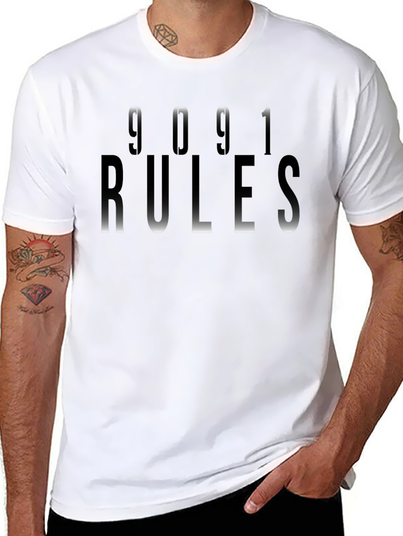9091 Rules Mens Black Graphic T-Shirt