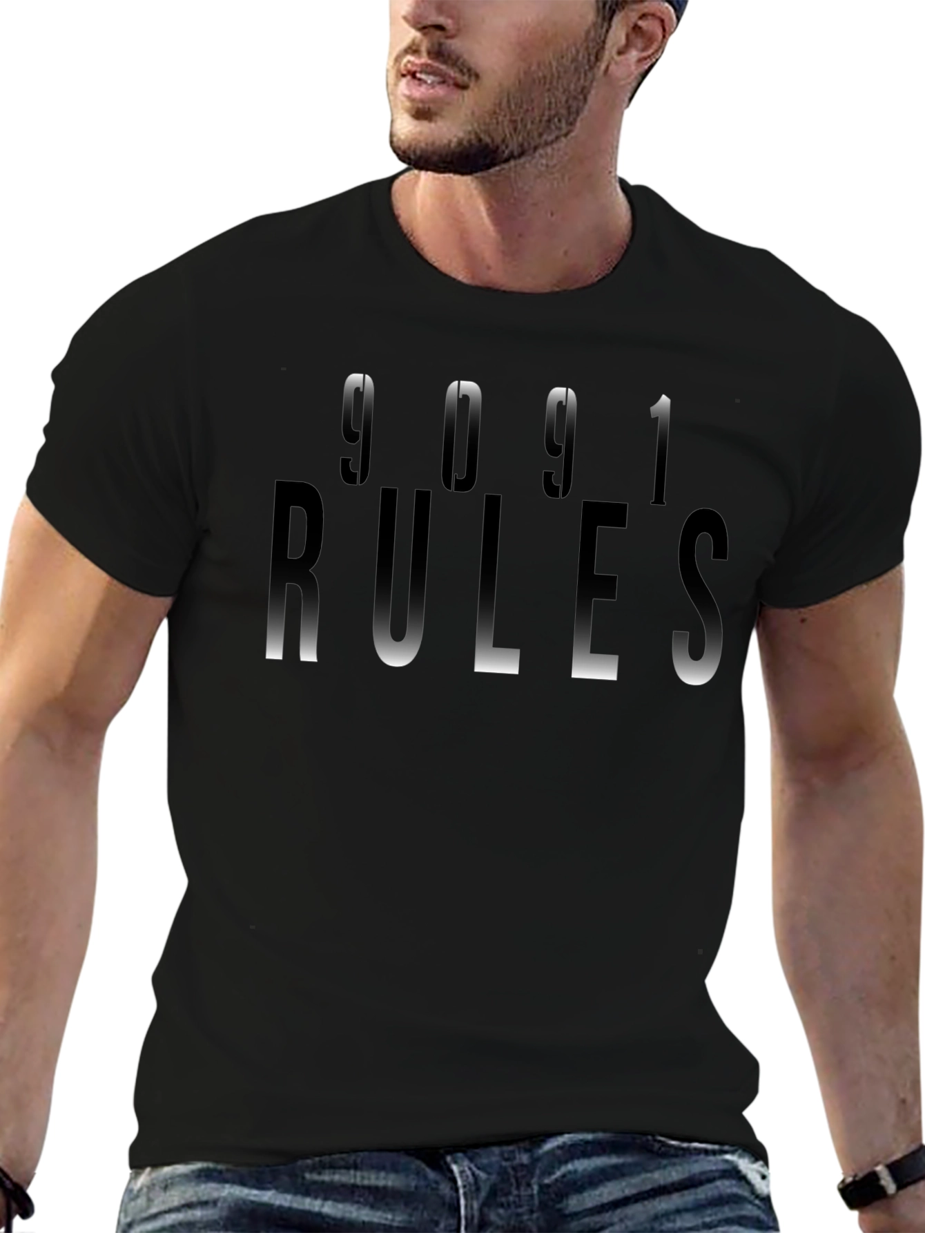 9091 Rules Mens Black Graphic T-Shirt