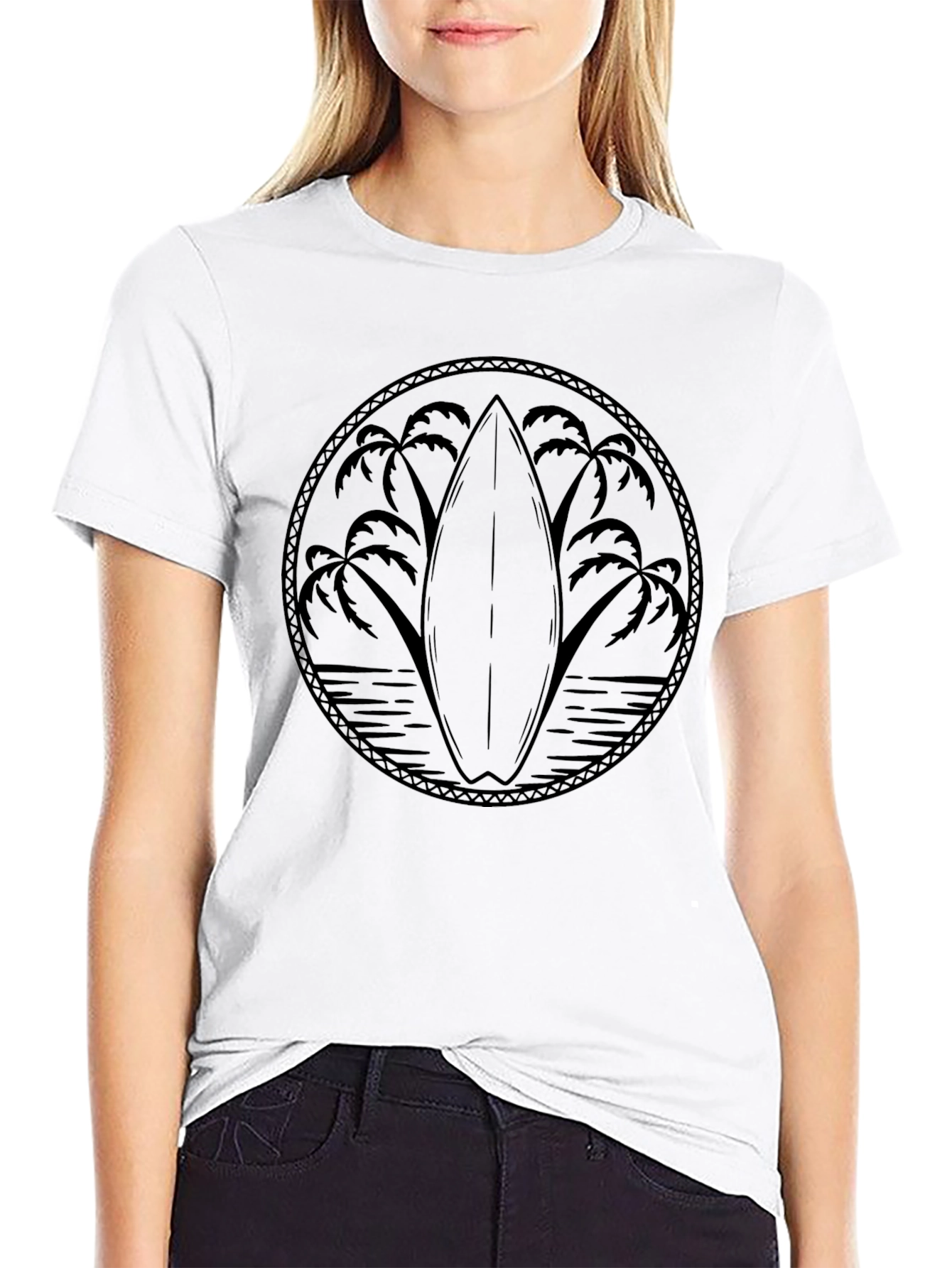 Surfboard Palms Graphic Tee - Black