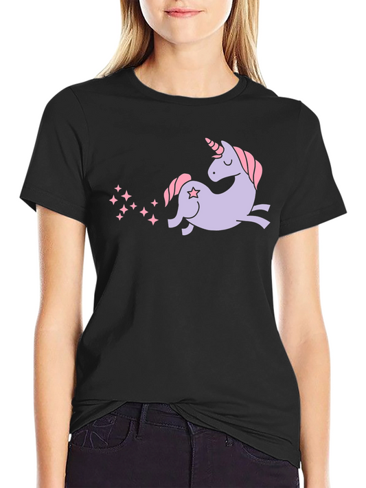 Unicorn Graphic Tee - Black Cotton Casual T-Shirt