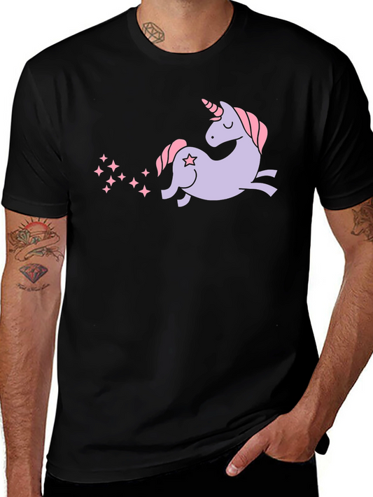 Unicorn Graphic Tee - Black Cotton Casual T-Shirt