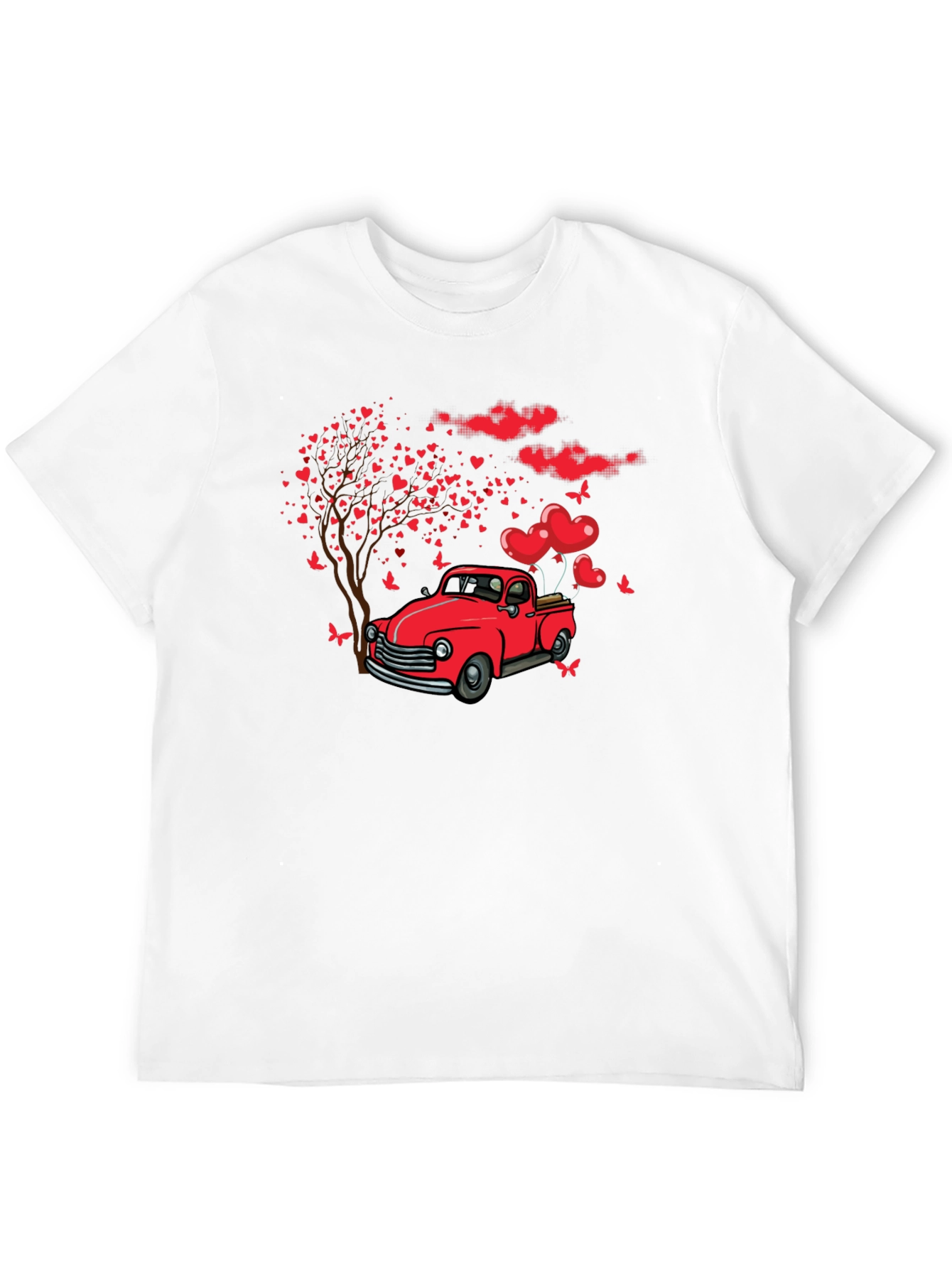 Valentines Day Red Truck Love Heart Tree T-Shirt