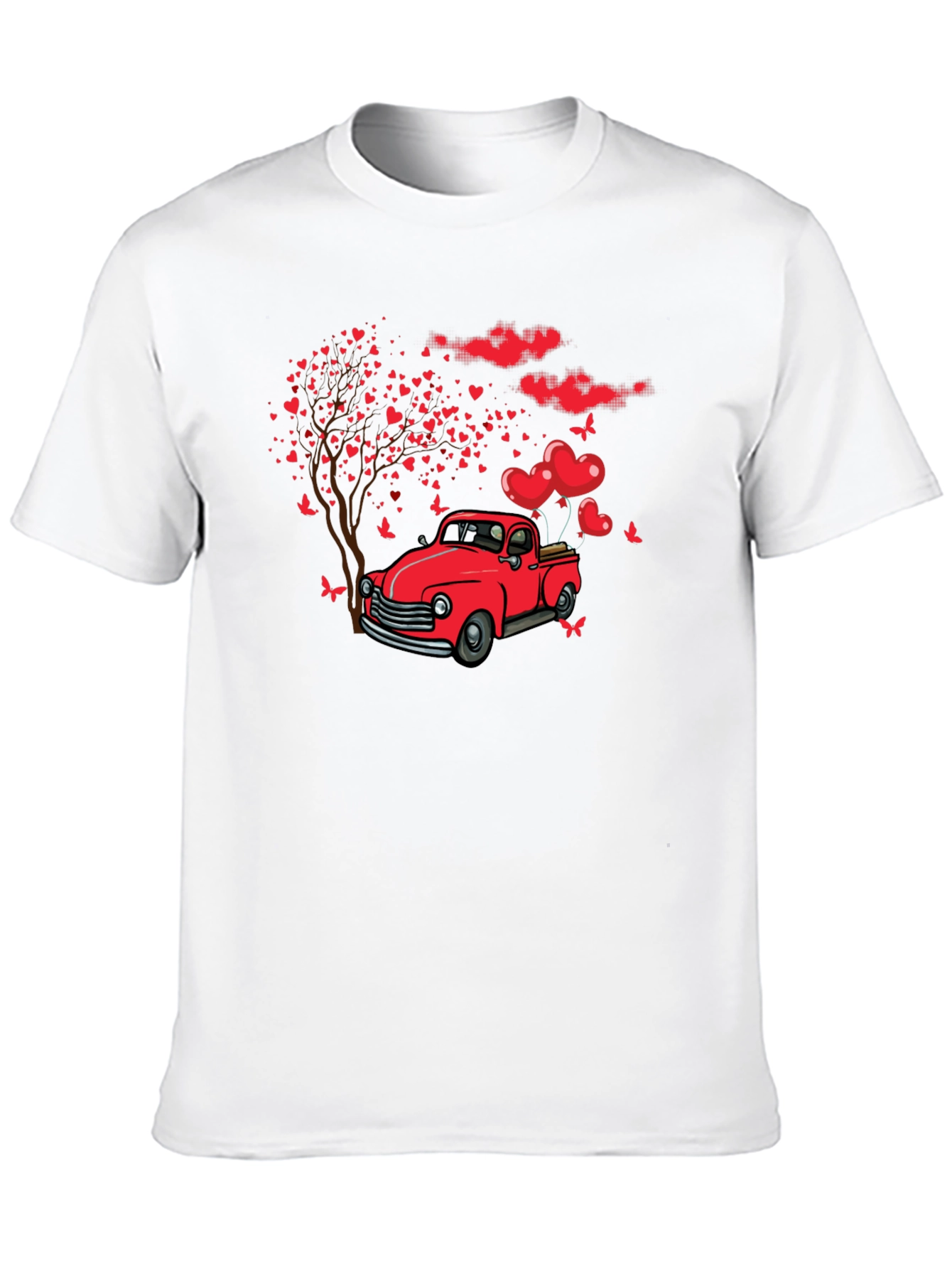 Valentines Day Red Truck Love Heart Tree T-Shirt