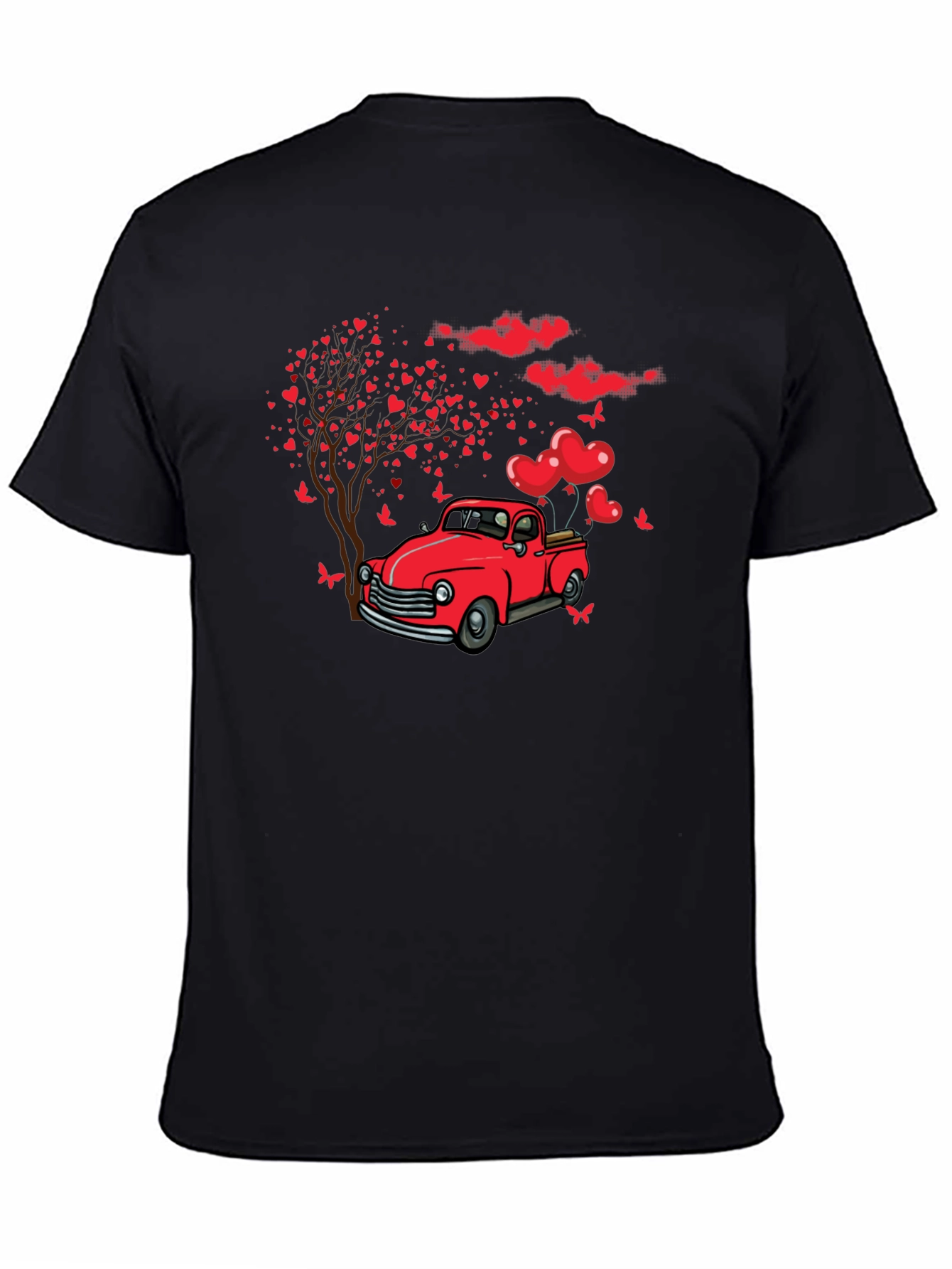 Valentines Day Red Truck Love Heart Tree T-Shirt