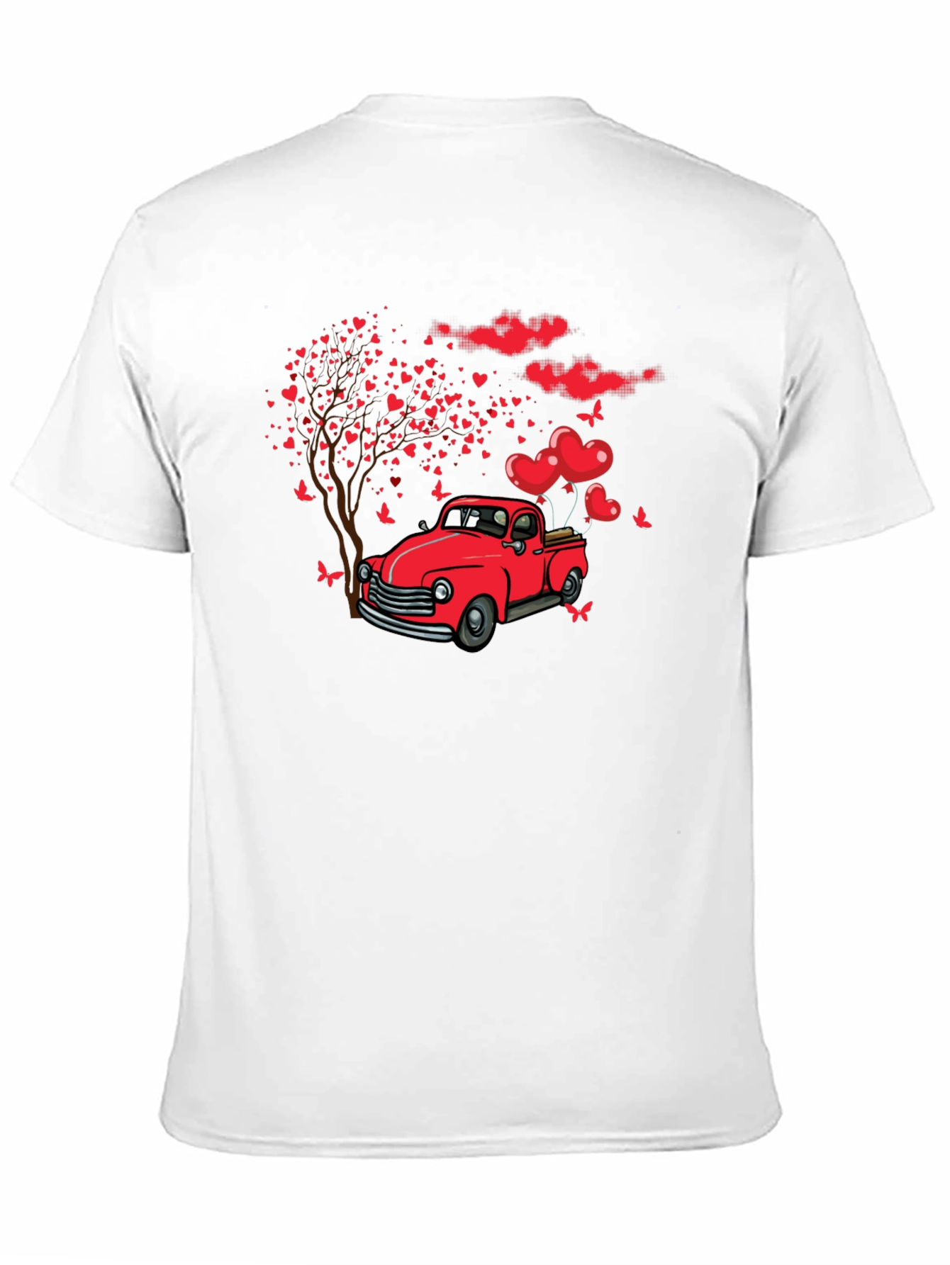 Valentines Day Red Truck Love Heart Tree T-Shirt