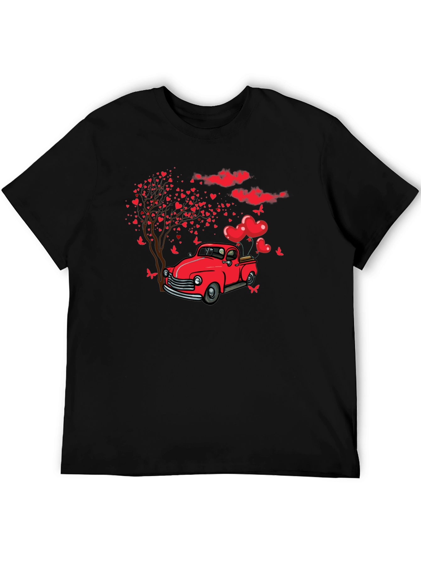 Valentines Day Red Truck Love Heart Tree T-Shirt