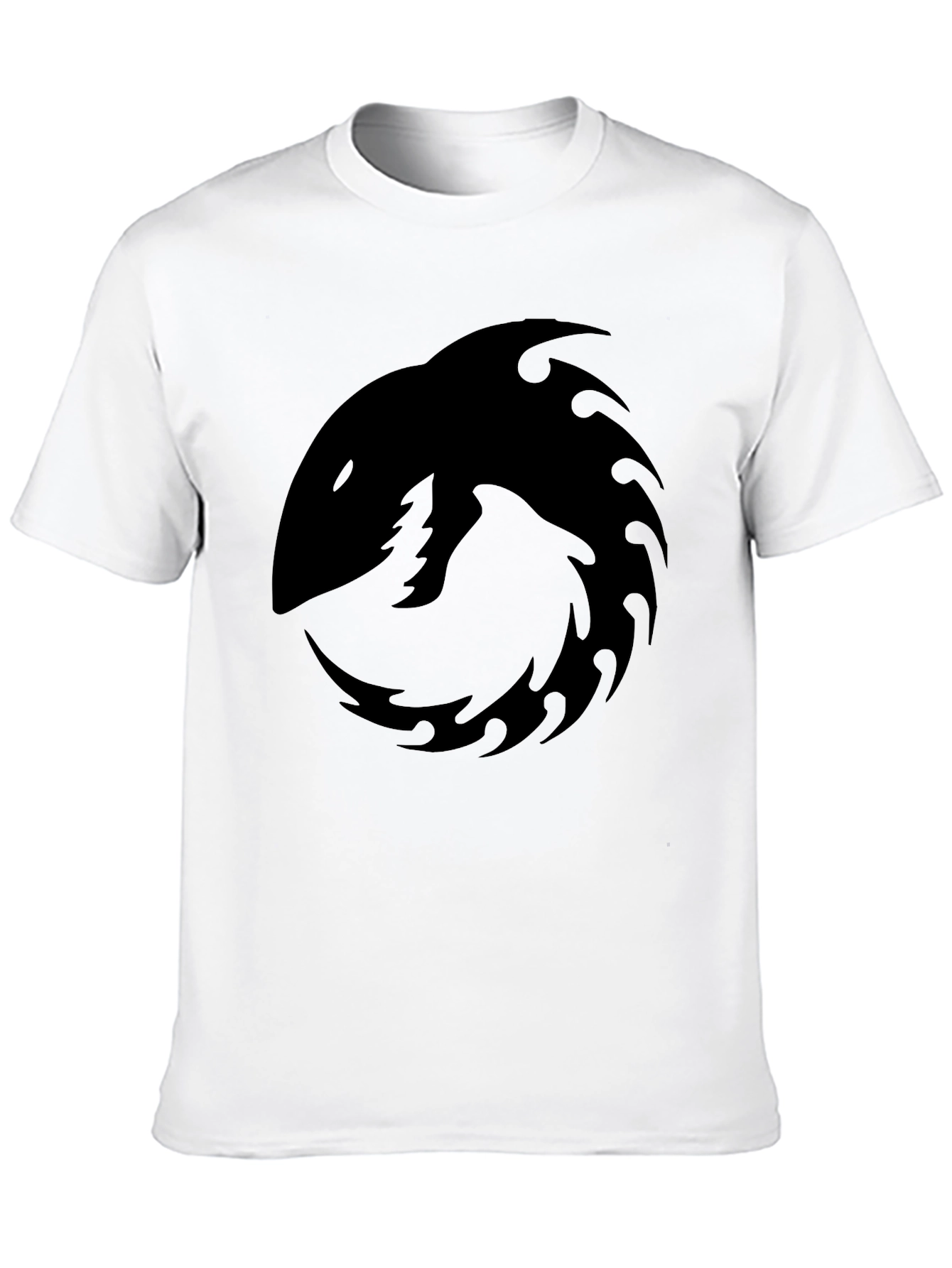 Mens Black Graphic Tee - Shark Tribal Design