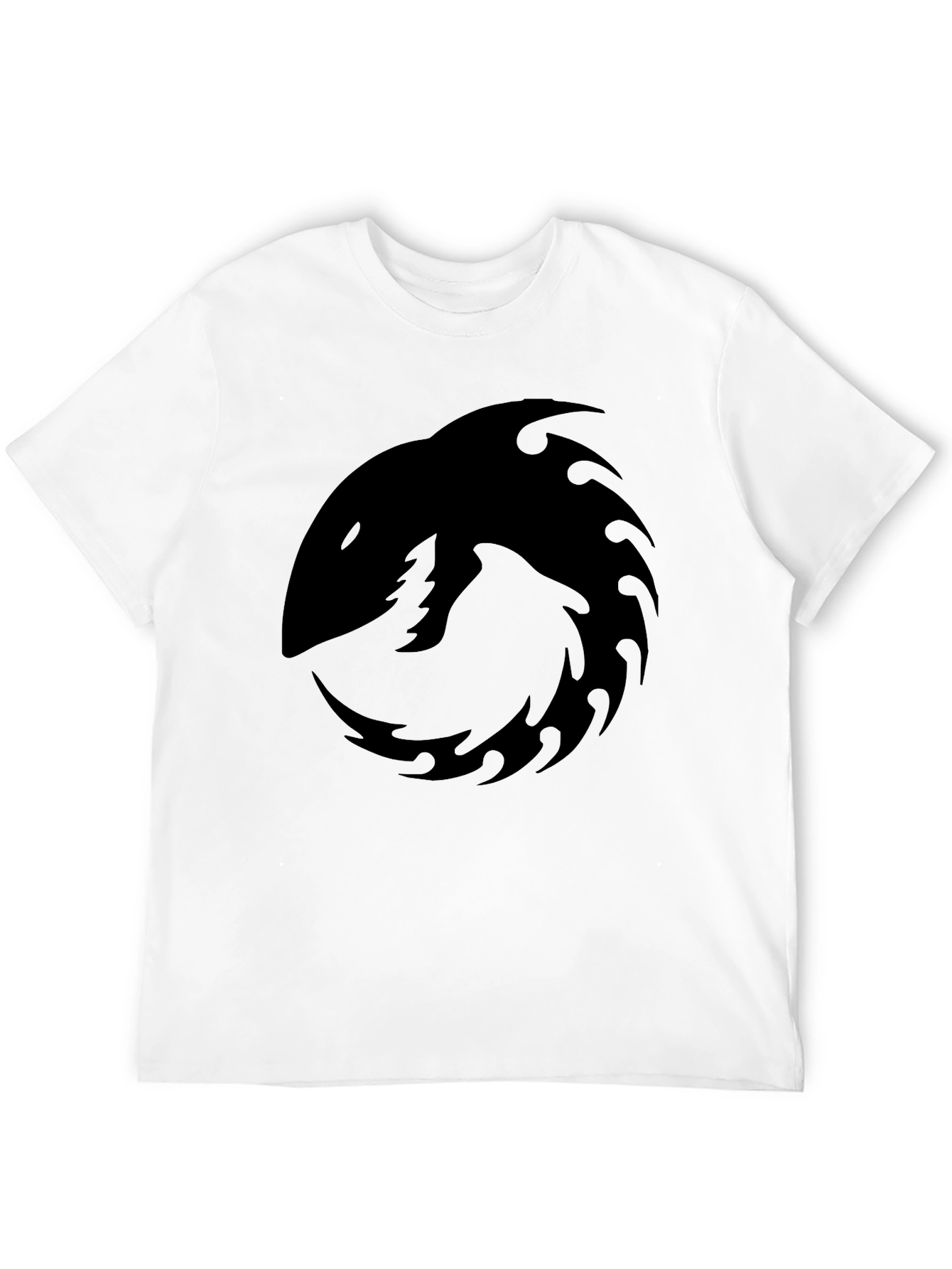 Mens Black Graphic Tee - Shark Tribal Design