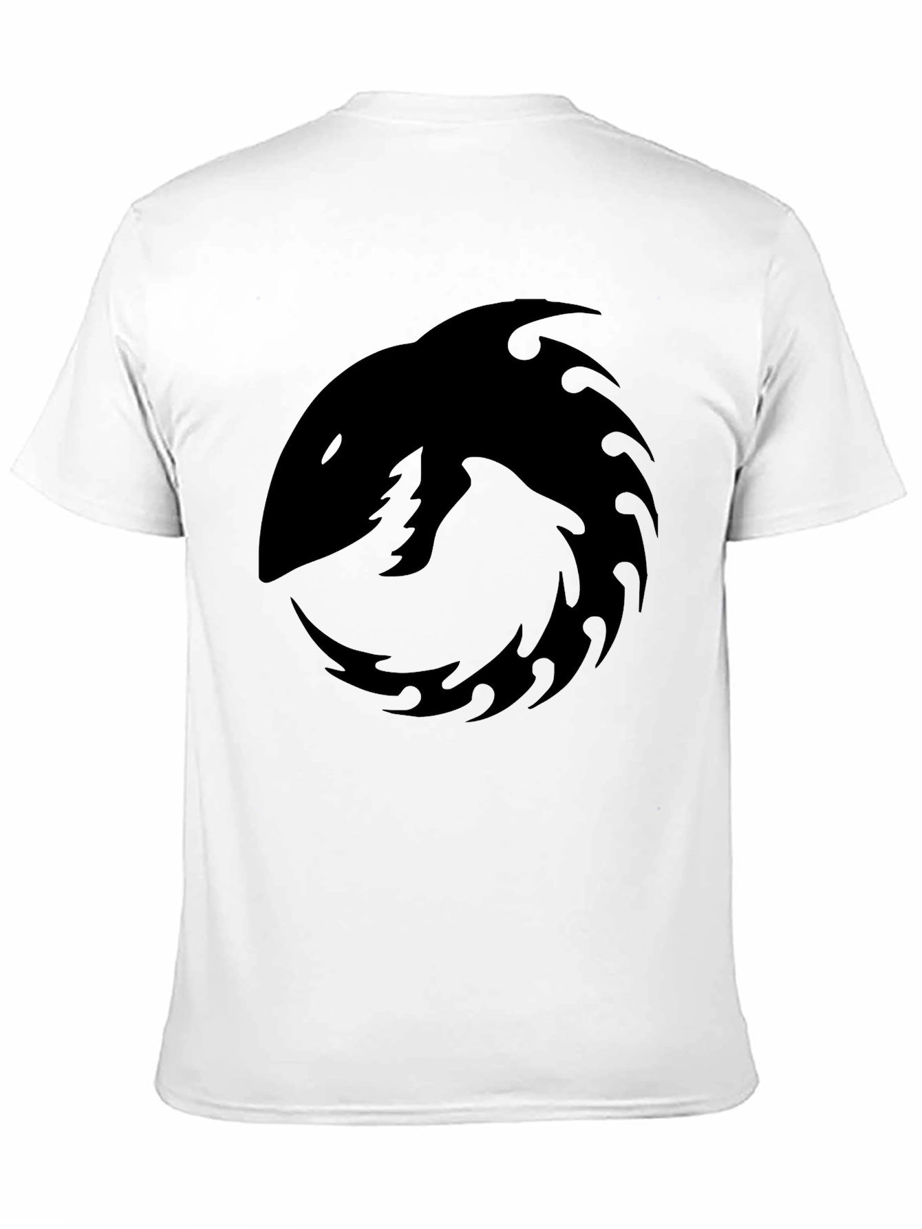 Mens Black Graphic Tee - Shark Tribal Design
