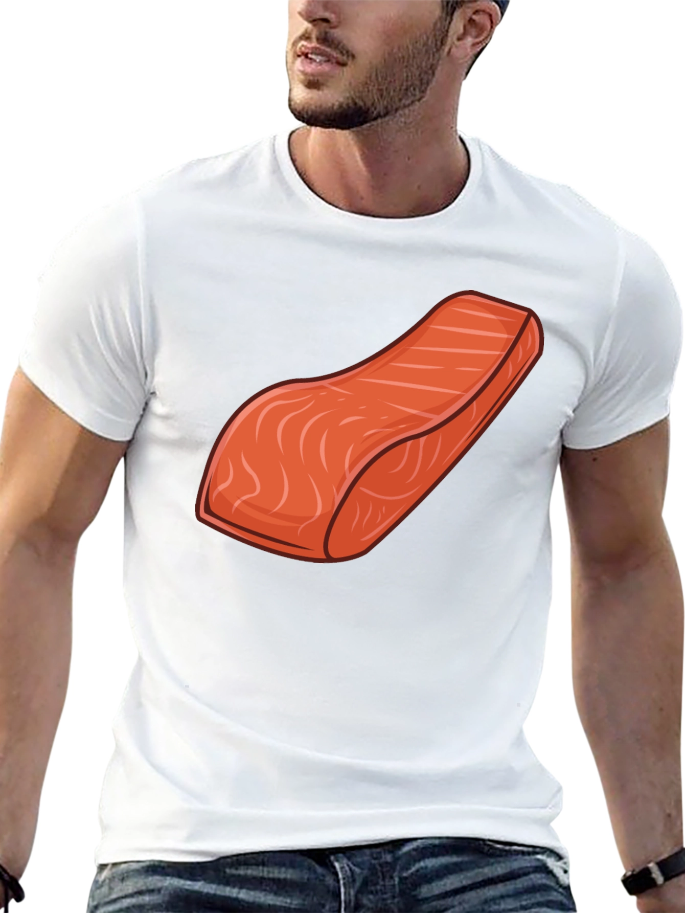 Salmon Slice Graphic Tee - Funny Food Shirt