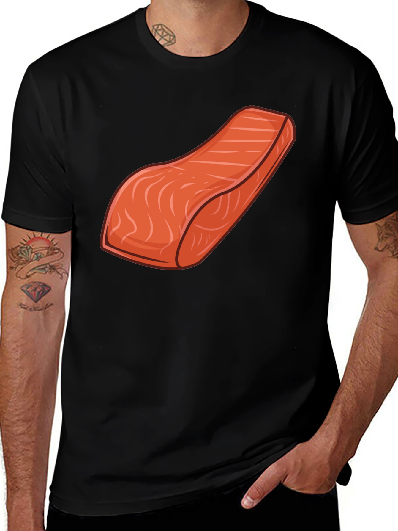 Salmon Slice Graphic Tee - Funny Food Shirt