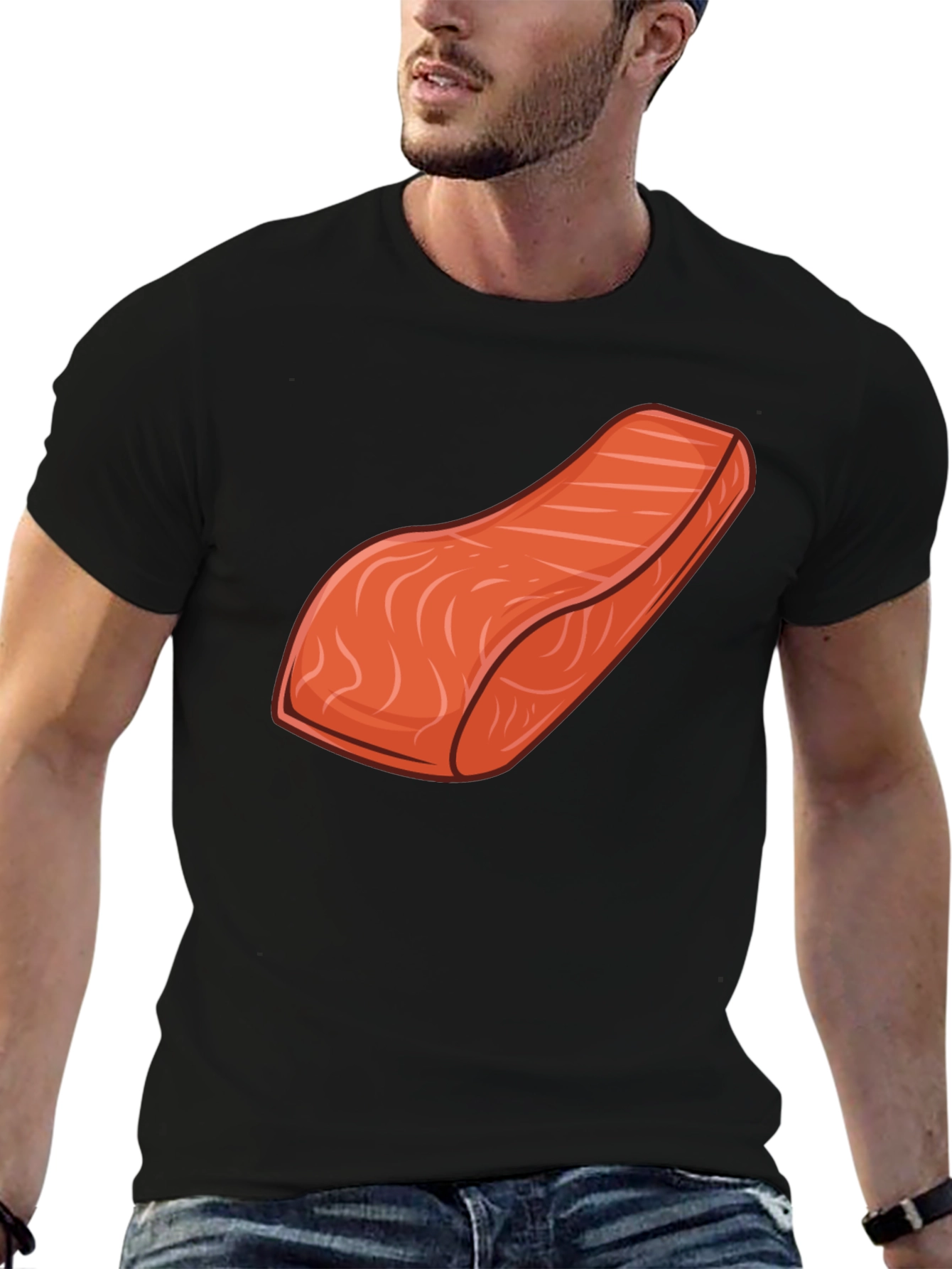 Salmon Slice Graphic Tee - Funny Food Shirt