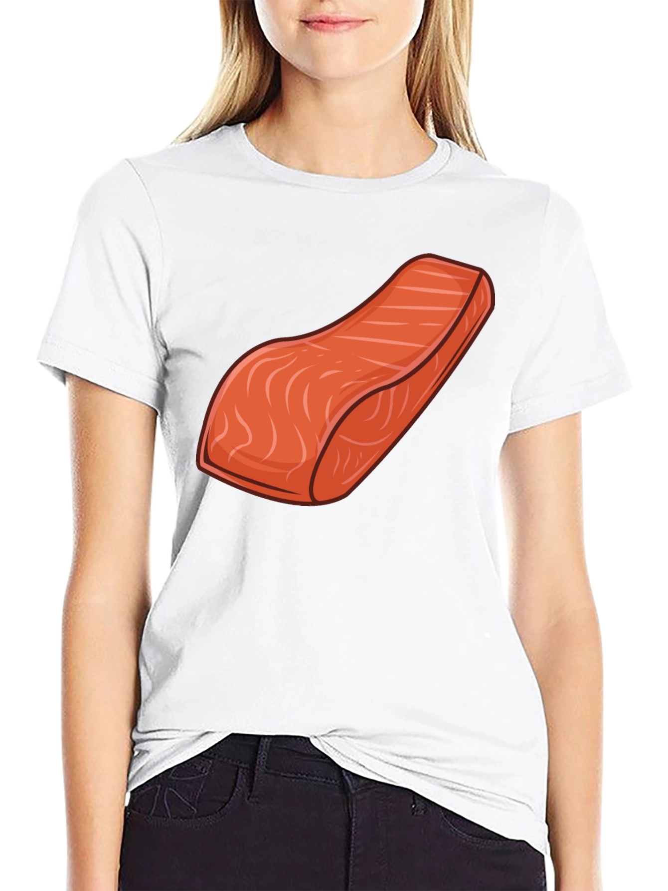 Salmon Slice Graphic Tee - Funny Food Shirt