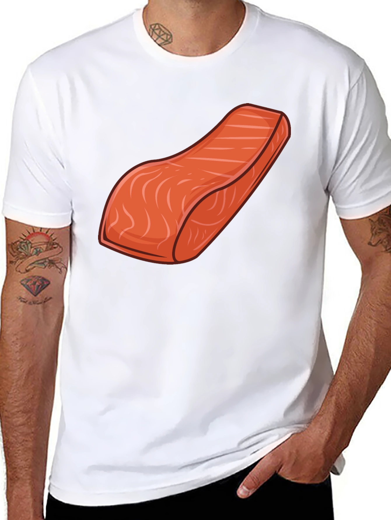 Salmon Slice Graphic Tee - Funny Food Shirt