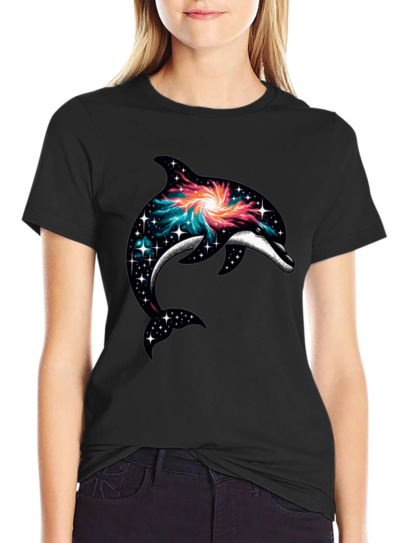 Galaxy Dolphin Graphic T-Shirt