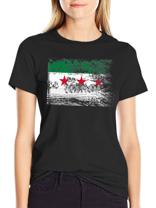 Syria Flag Graphic T-Shirt - Distressed Design