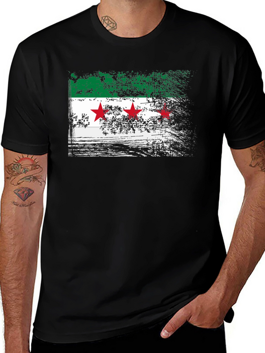 Syria Flag Graphic T-Shirt - Distressed Design