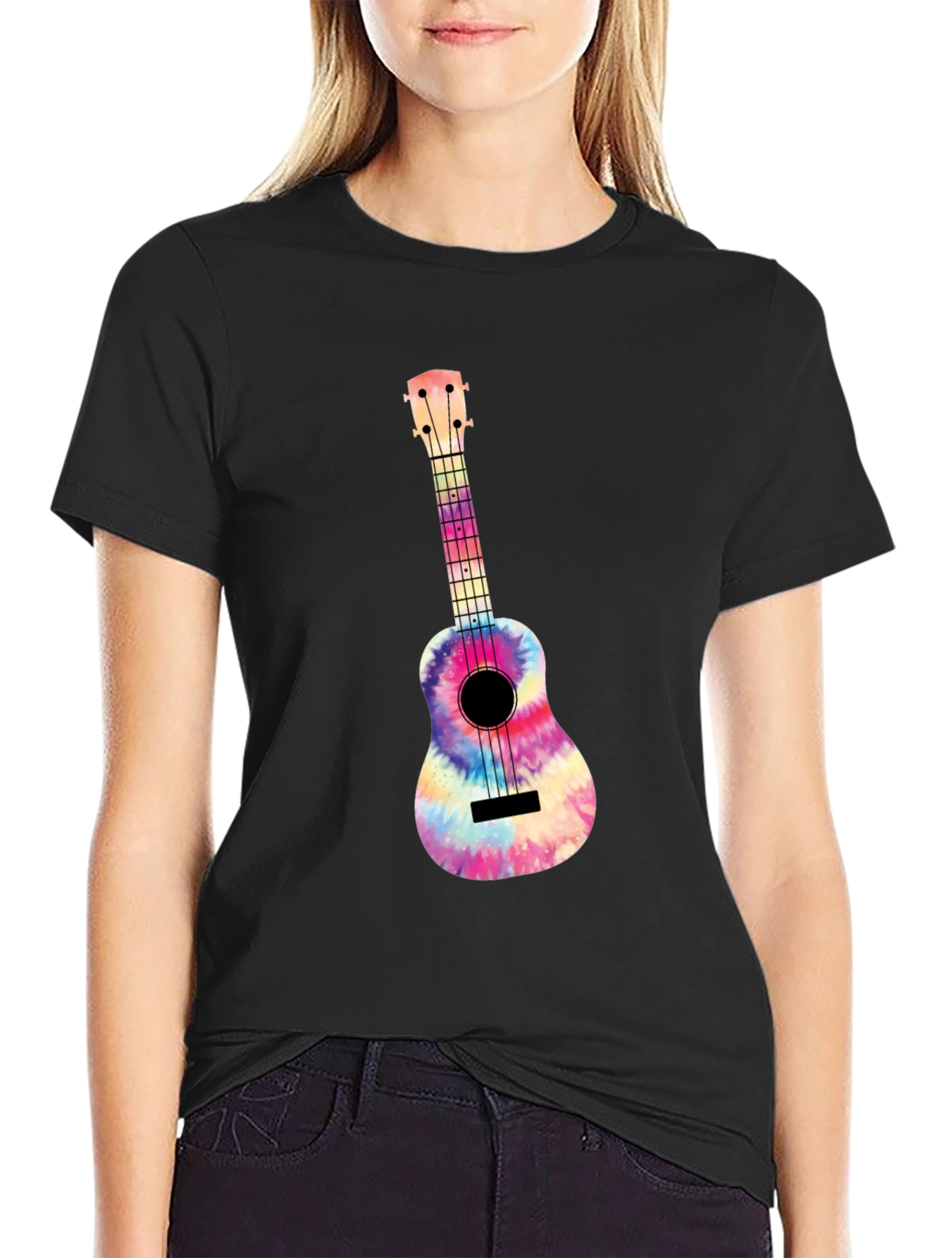 Tie-Dye Ukulele Graphic T-Shirt - Casual Musician Style