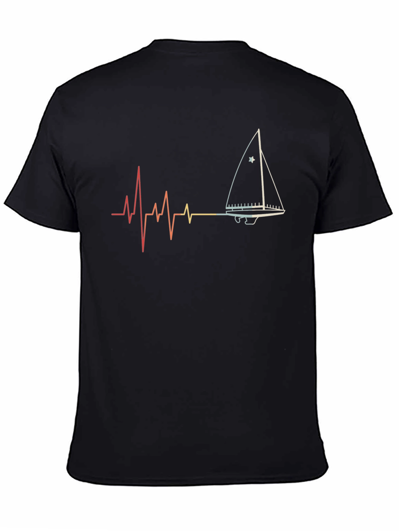 Sailboat Heartbeat Graphic Tee - Black