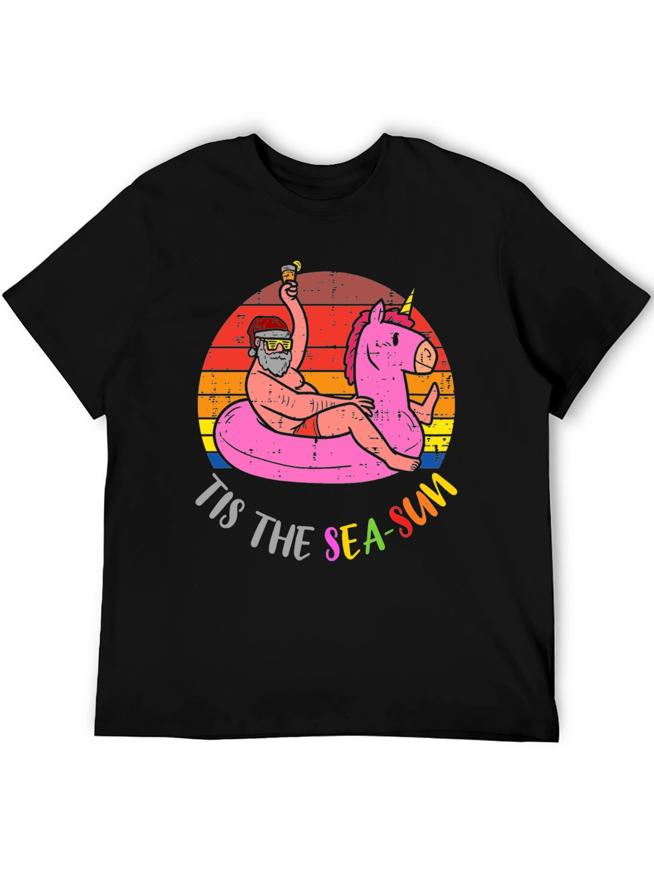 Tis The Sea-Sun Santa Unicorn T-Shirt
