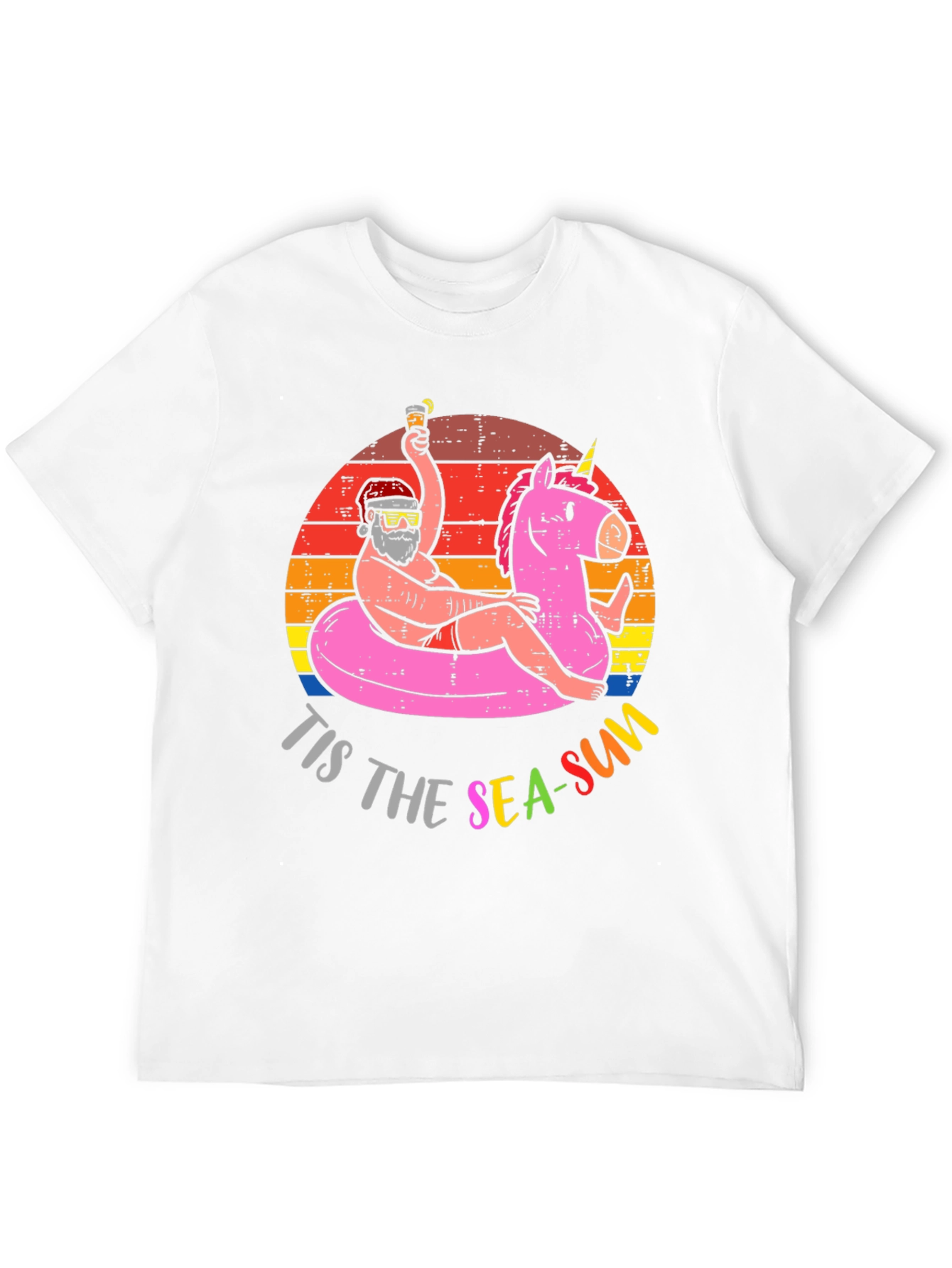 Tis The Sea-Sun Santa Unicorn T-Shirt