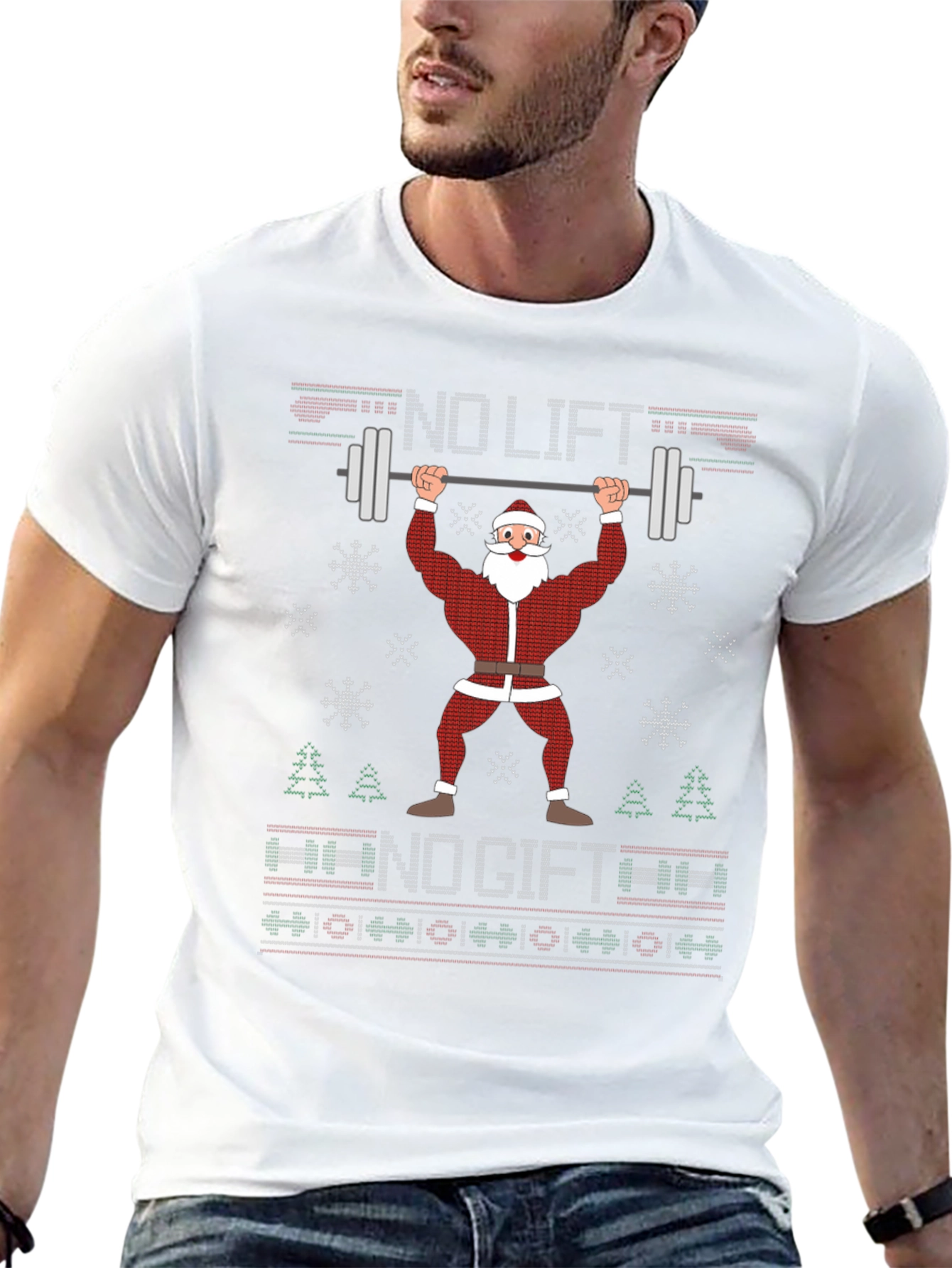 No Lift No Gift Funny Santa Christmas T-Shirt